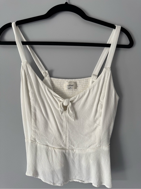 Aritzia Tops - Wilfred Aritzia White Tie-Front Smocked Back Tank Top. Size: M